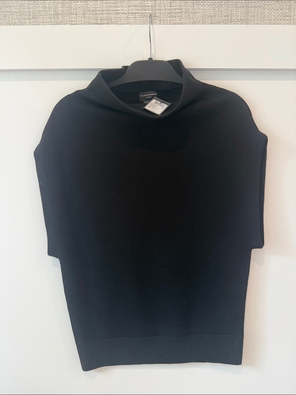 Club Monaco Black Short-Sleeve Mock Neck Sweater